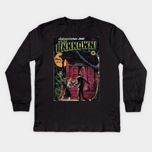 Classic Horror Comic Cover Art Kids Long Sleeve T-Shirt